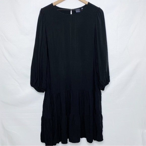 GAP Dresses Gap Black Drop Waist Tiered Long Sleeve Swing Midi Dress Xl Poshmark